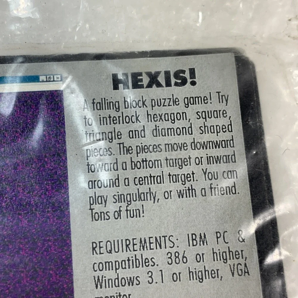 Hexis Computer Game, Mega Mouse Software, Floppy Disc, IBM &‎ Windows, Vintage